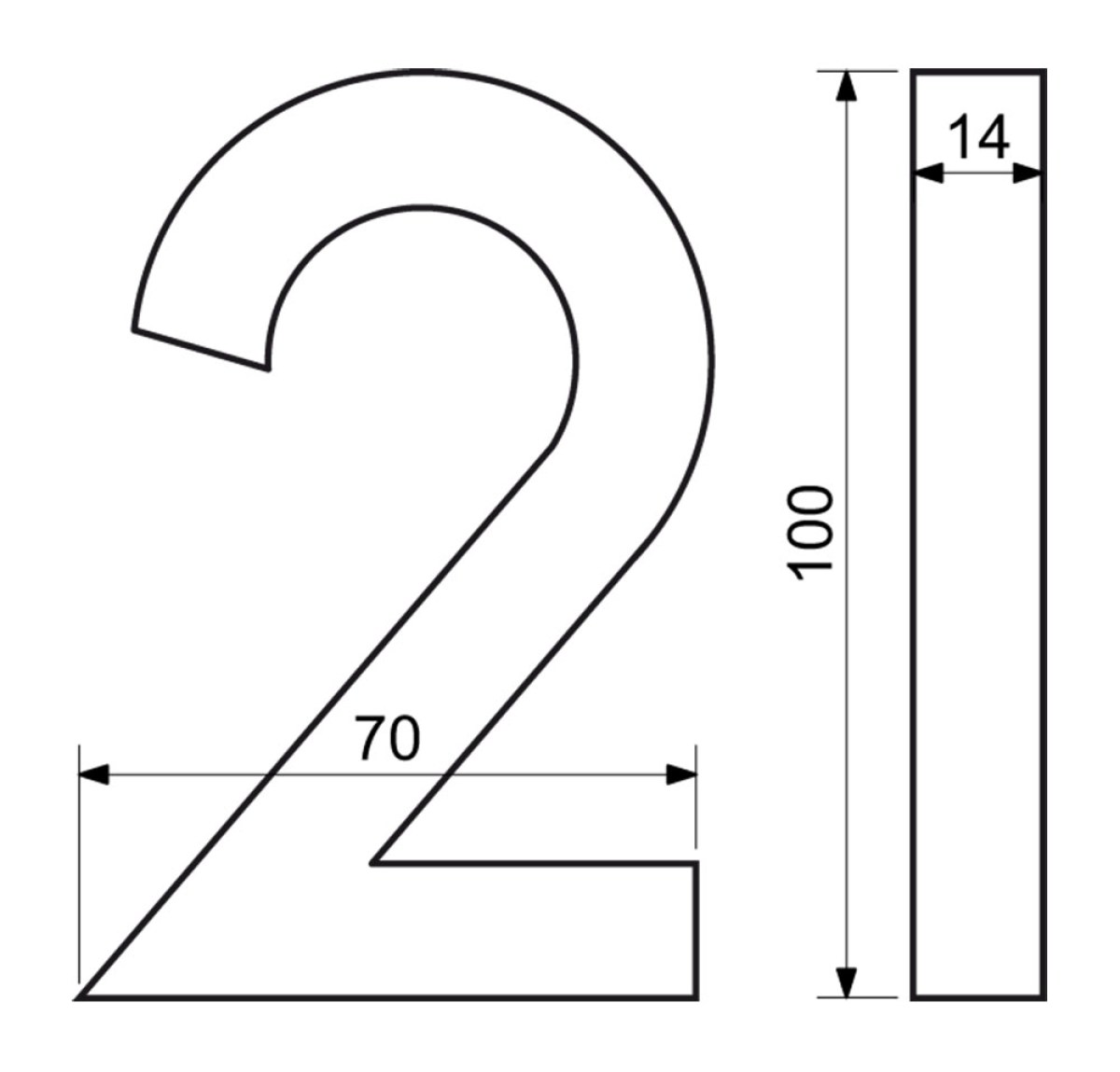 Hliníkové domovní číslo RN.100LV.2.AL.C.3D