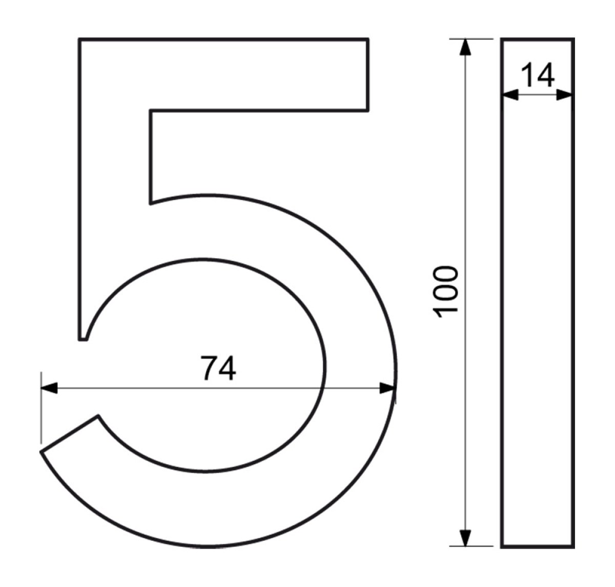 Hliníkové domovní číslo RN.100LV.5.AL.3D