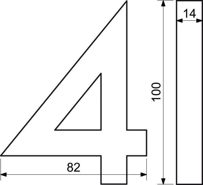 Hliníkové domovní číslo RN.100LV.4.AL.C.3D